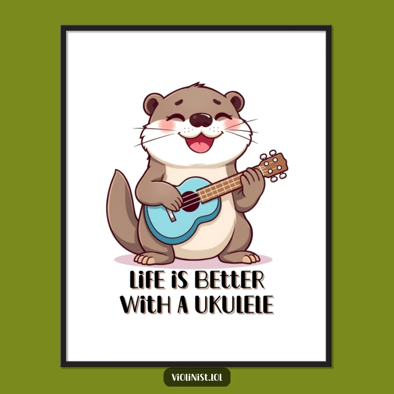 Funny Free Printable Wall Art: Ukulele Otter's Happy Jam, Downloadable Art for Music Lovers