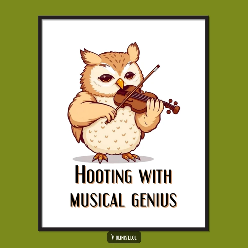 Free Printable Wall Art: Virtuoso Owl's Violin - Funny Downloadable Artistic Decor