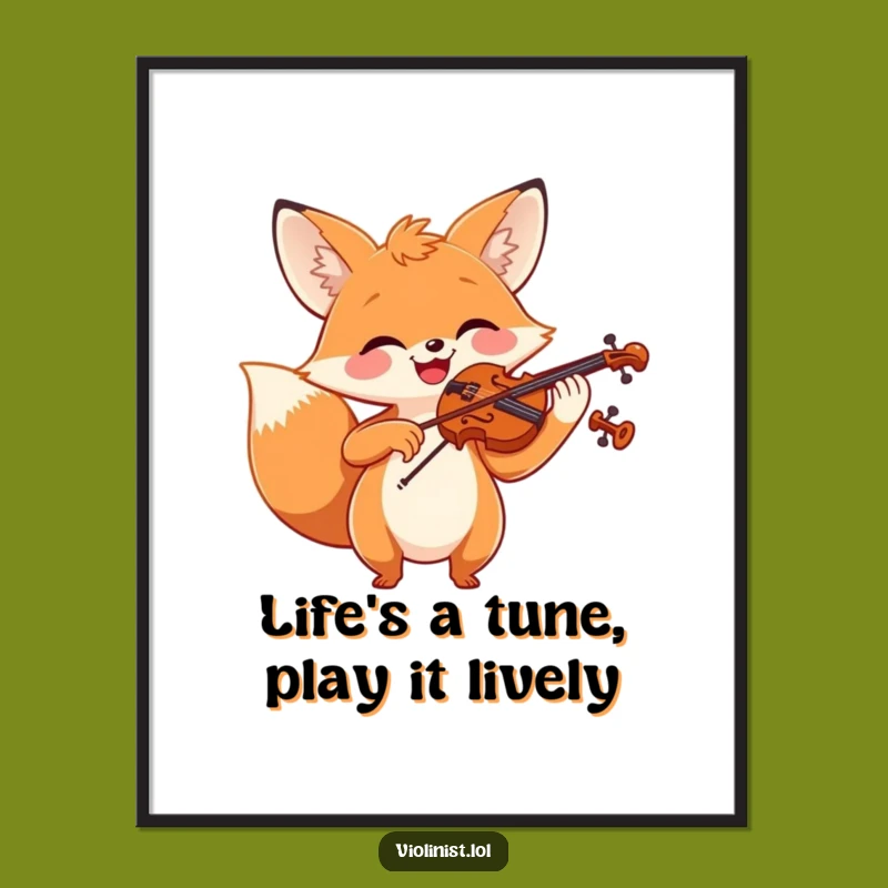 Funny Free Printable Wall Art: Cheerful Fox Violinist, Downloadable Art for Music Lovers