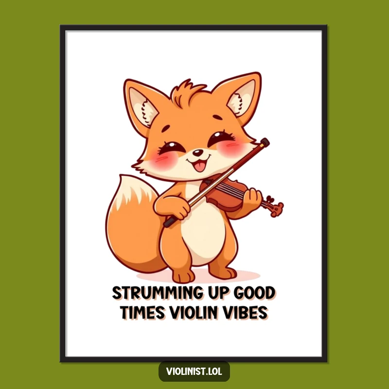 Funny Free Printable Wall Art: Cheerful Fox Violinist, Downloadable Decor