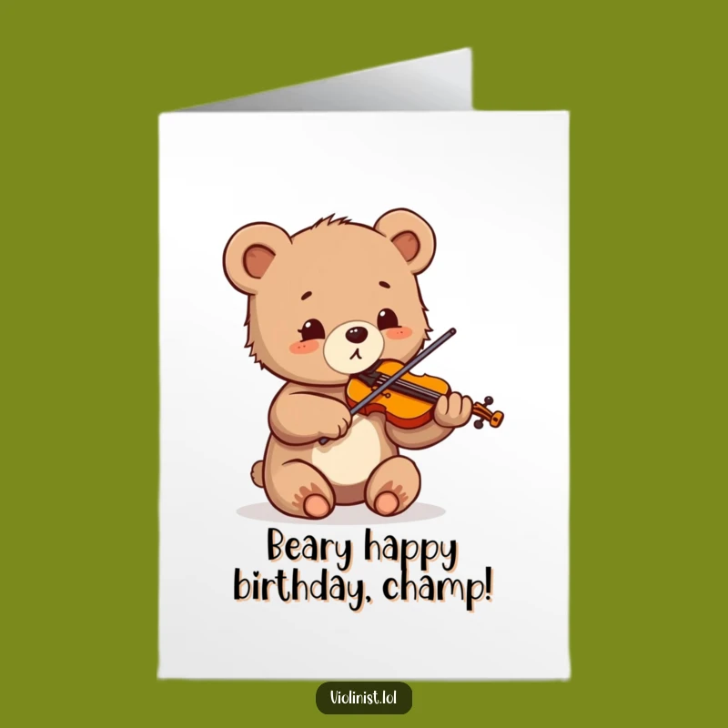 Free Printable Birthday Card: Bear Cub Violinist, Funny Downloadable