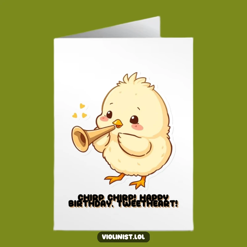 Free Printable Birthday Card: Chick Trumpet Fanfare, Funny Downloadable Gift