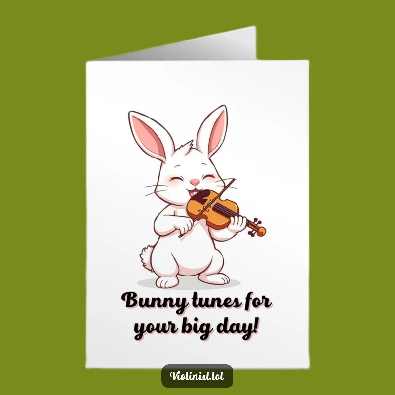 Free Printable Birthday Card: Funny Bunny Violinist Delivering Musical Cheer