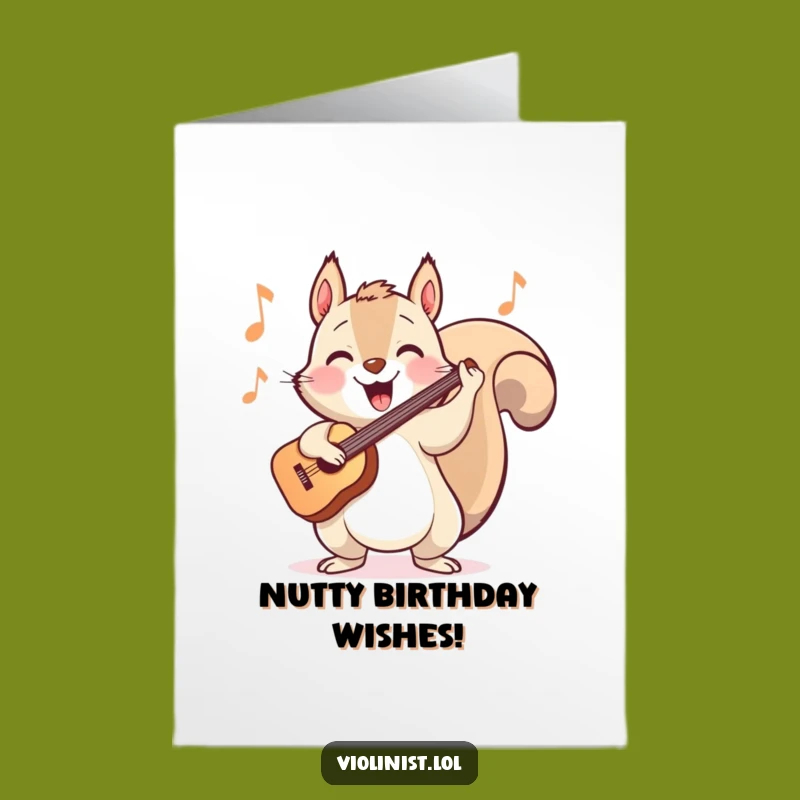 Free Printable Birthday Card: Happy Squirrel Musician, Funny Downloadable