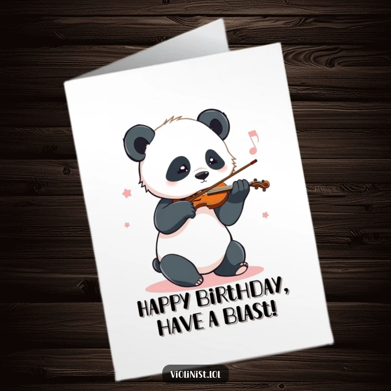 Funny Free Printable Birthday Card: A playful panda sways to its violin music, a charming DIY gift.