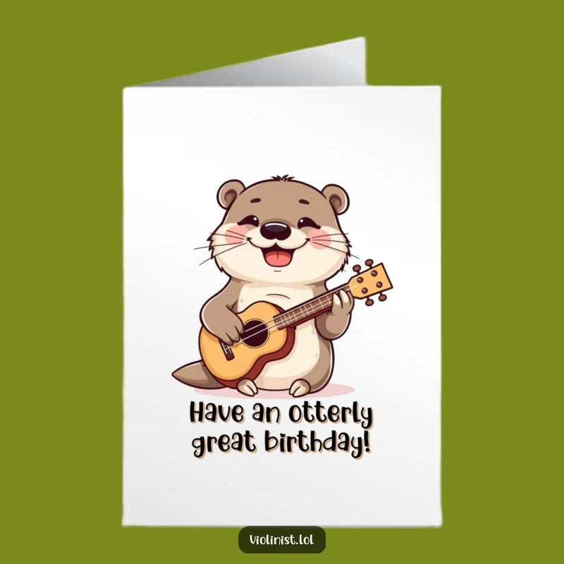 Free Printable Otter Birthday Card: Playful Otter Music Fun Downloadable Gift