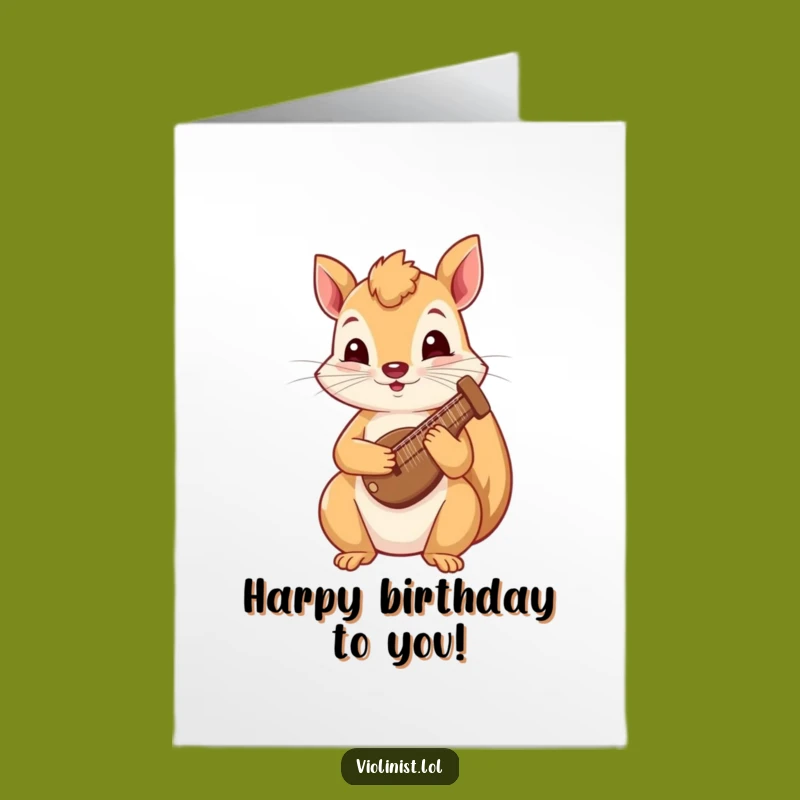 Free Printable Squirrel Harp Birthday Card: Musical Wishes for a Joyful Celebration