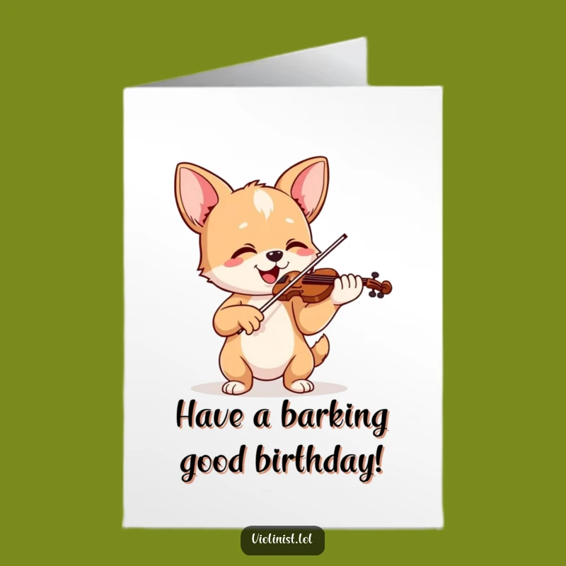 Free Printable Birthday Card: Happy Dog Violinist, Joyful Tune, Downloadable Gift!