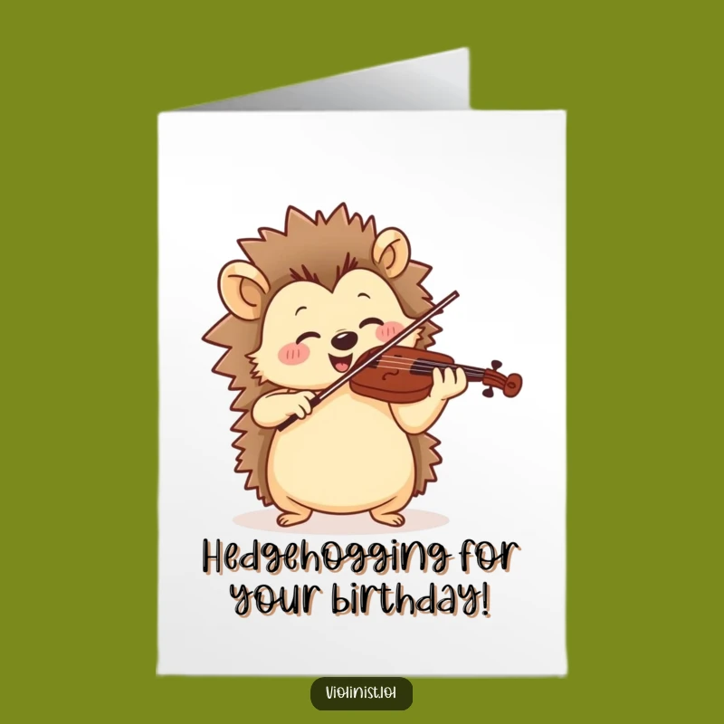 Free Printable Birthday Card: Jolly Hedgehog Violinist, Fun Rhythm, Downloadable Gift!