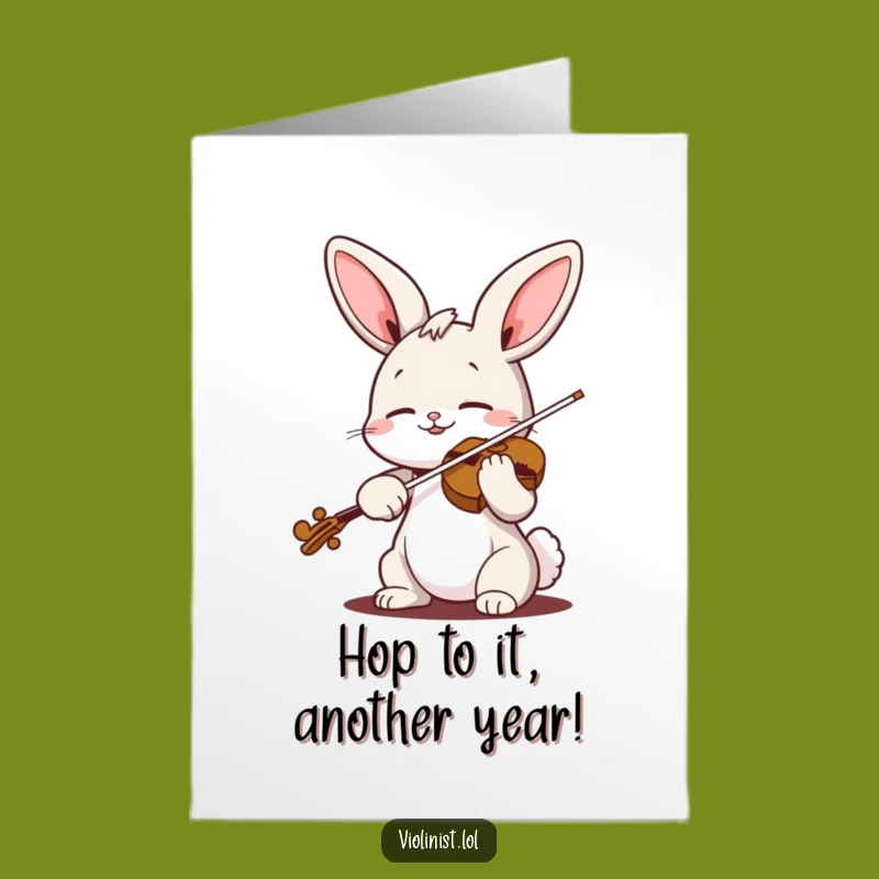 Free Printable Birthday Card: Blissful Bunny Violinist Fun Downloadable