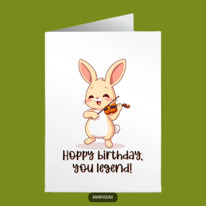 Free Printable Birthday Card: Cheerful Bunny Violinist, Funny Downloadable Gift