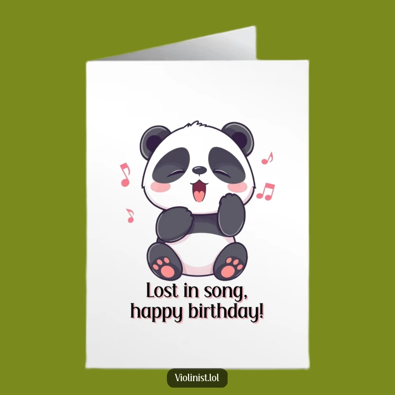 Free Printable Birthday Card: Panda Lost in Music, Funny Downloadable Gift