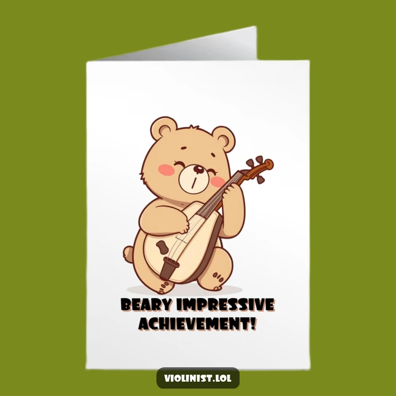 Free Printable Congrats Card: Bear Cellist's Applause, Downloadable for Your Success