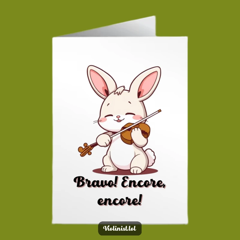 Free Printable Congrats Card: Happy Bunny Violinist Celebration Downloadable