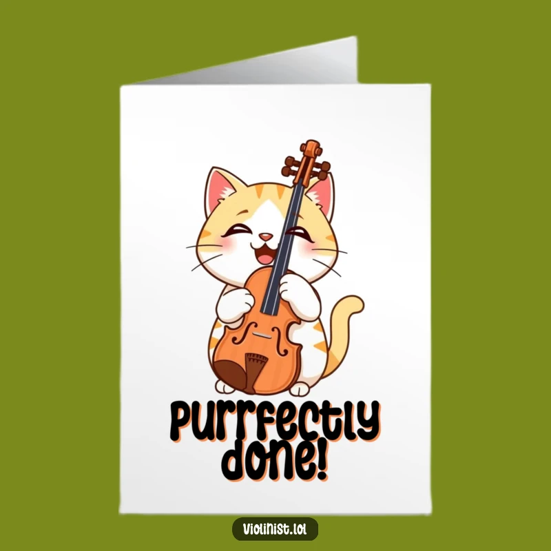 Free Printable Cat Congrats Card: Feline Violinist Confusion Downloadable Gift