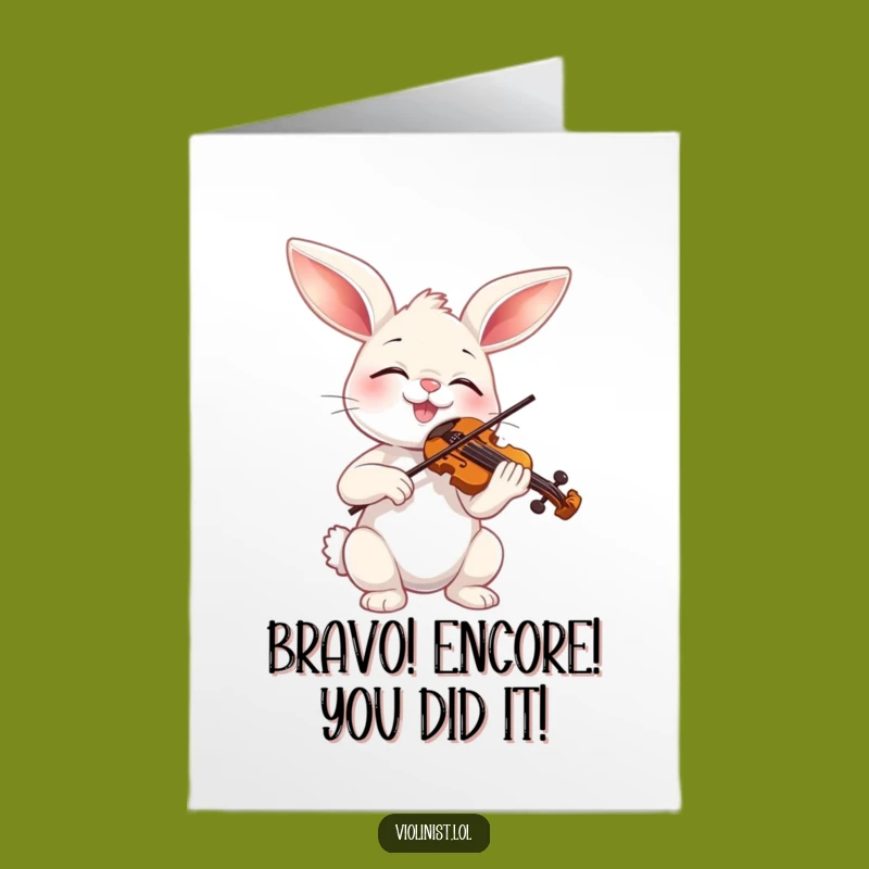 Free Printable Congrats Card: Bunny Violinist's Joyful Tune, Funny Downloadable Gift