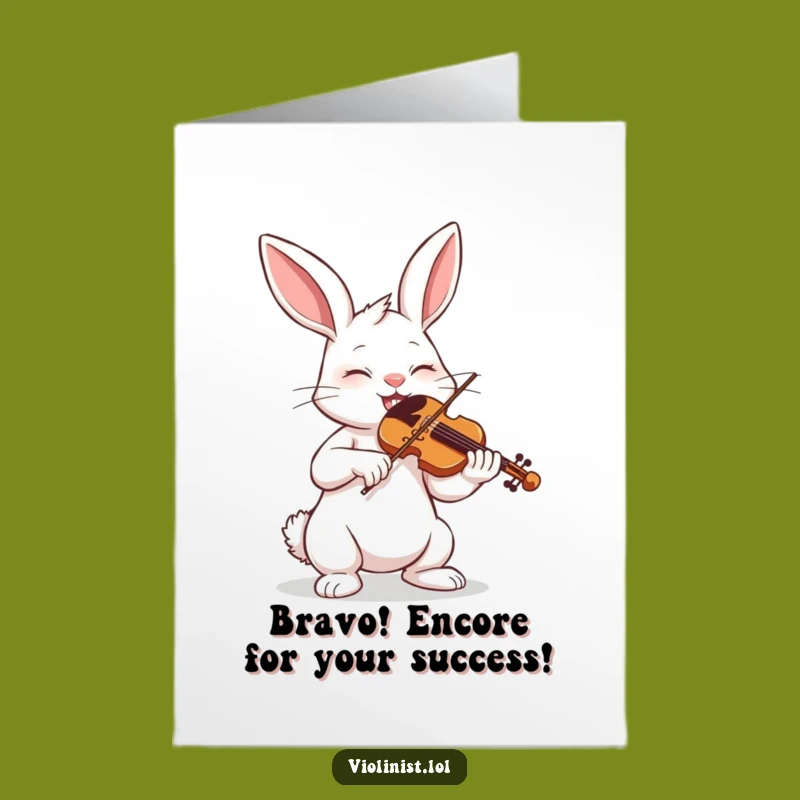 Free Printable Congrats Card: Bunny Violinist Serenades Success with Humorous Flair