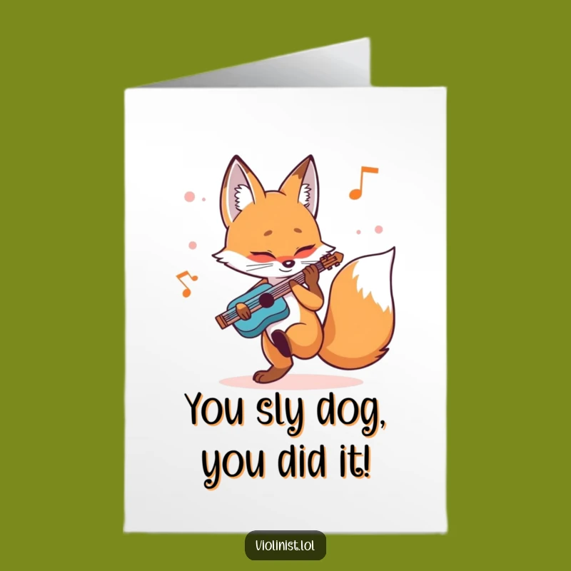 Free Printable Congrats Card: Determined Fox Musician for a Joyful Downloadable Gift