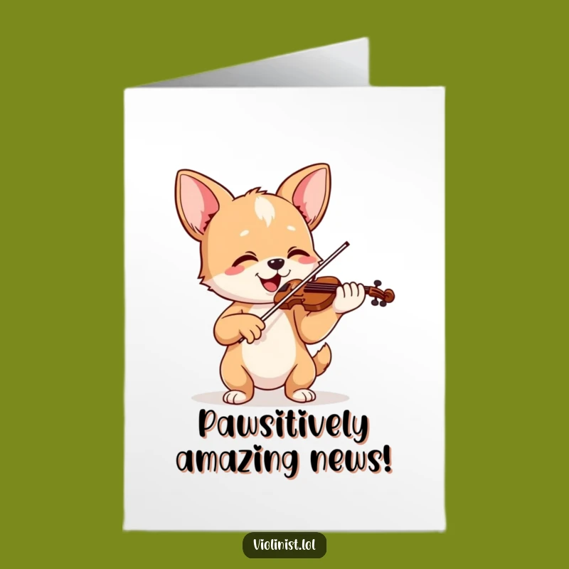 Free Printable Congrats Card: Happy Dog Violinist, Joyful Tune, Downloadable Gift!