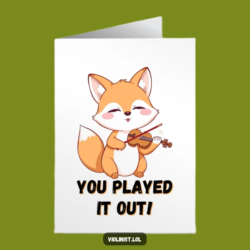 Free Printable Congrats Card: Joyful Fox Musician, Downloadable for Your Triumph