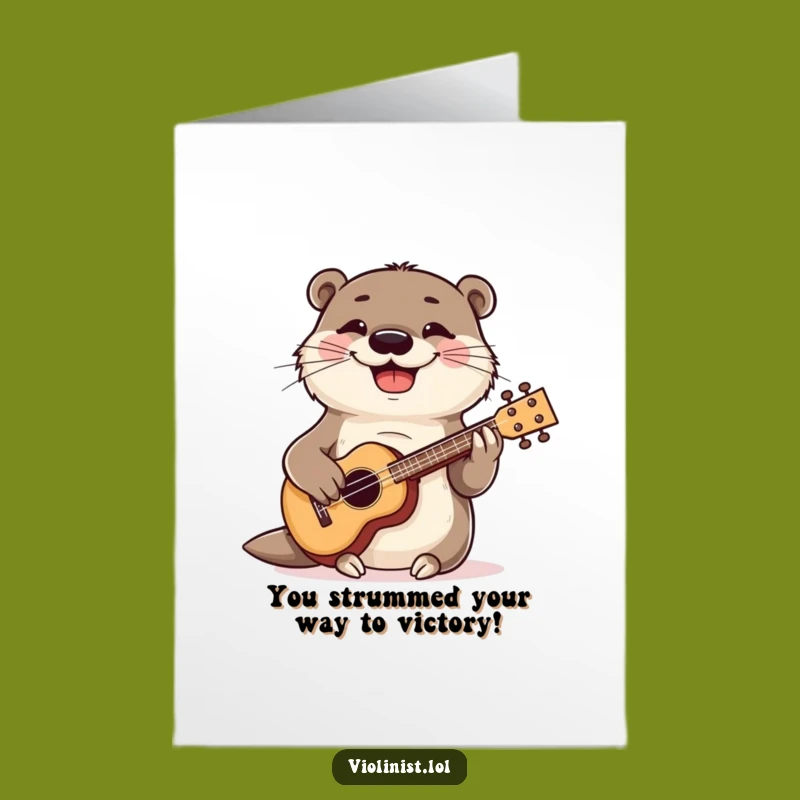 Free Printable Otter Congrats Card: Playful Otter Music Success Downloadable Gift