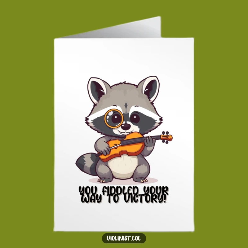 Free Printable Congrats Card: Raccoon Fiddler's Effort, Downloadable for Your Success