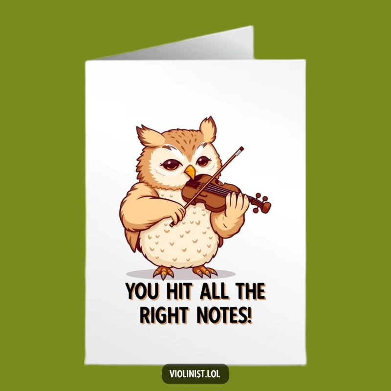 Free Printable Congrats Card: Owl's Violin Masterpiece - Funny Downloadable Achievement Gift