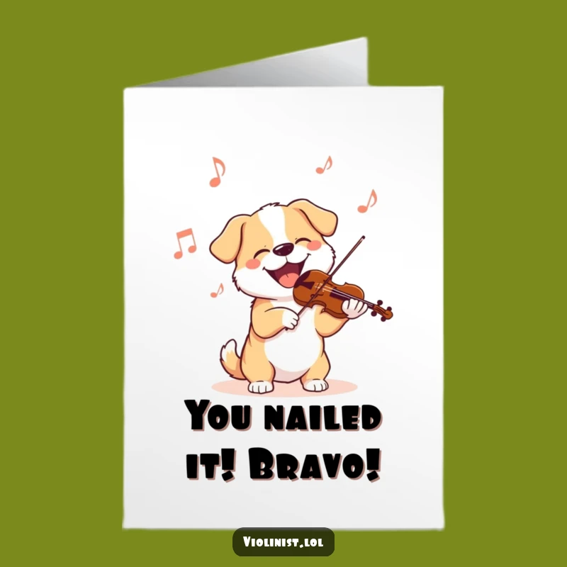 Free Printable Congrats Card: Joyful Dog Violinist - Celebrate with Downloadable Humor