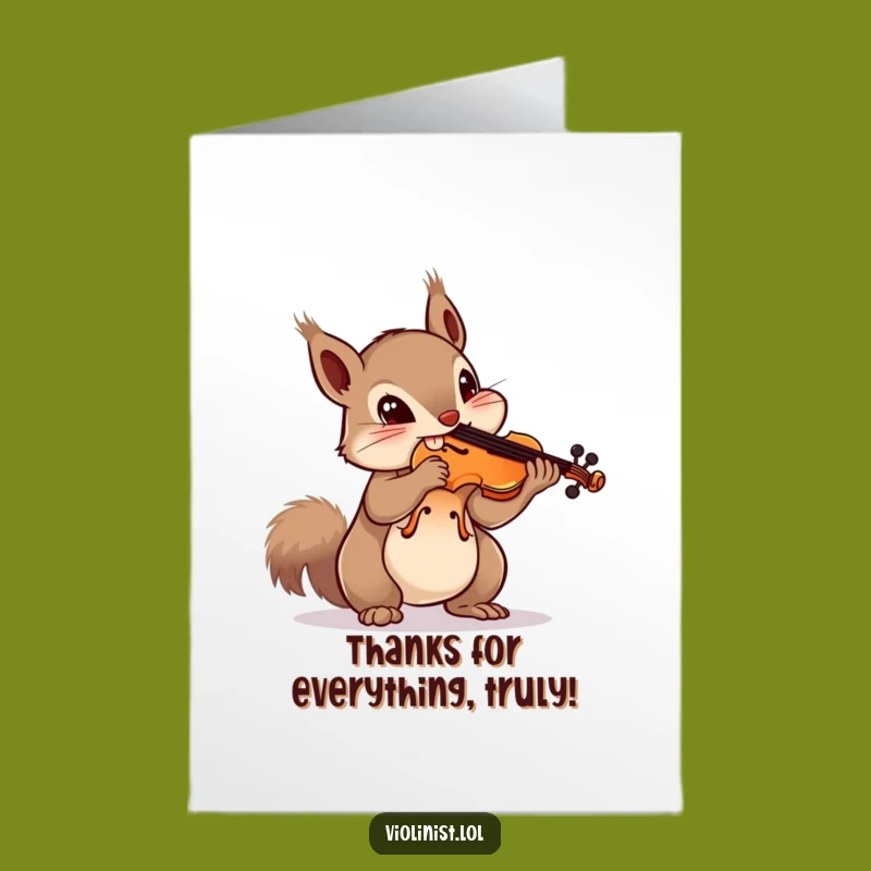 Free Printable Squirrel Thank You Card: Eccentric Violin Balance Downloadable Gratitude