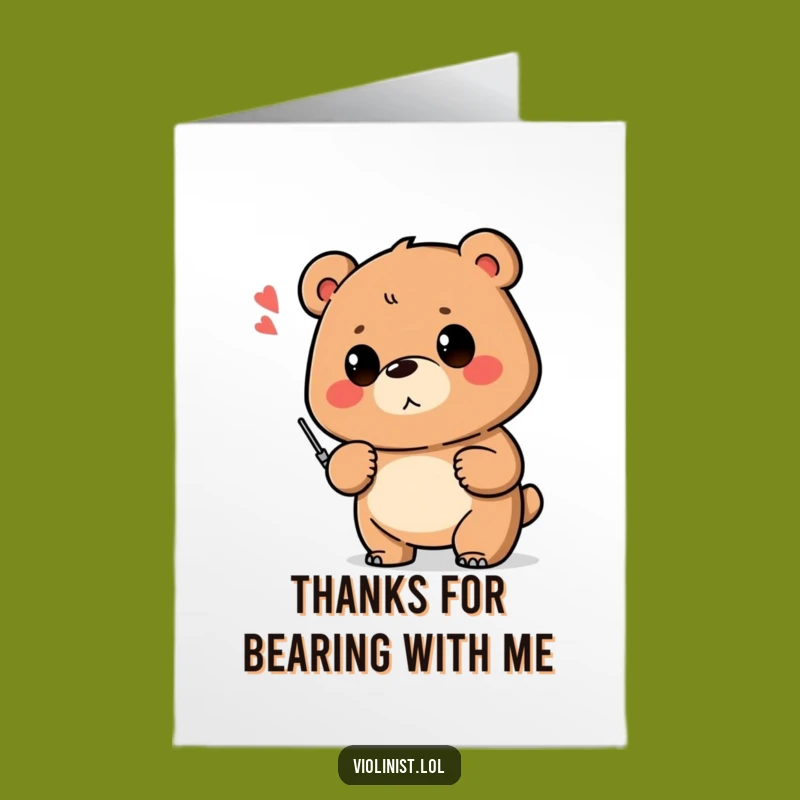 Free Printable Thank You Card: Bear Proud Shaky Note, Downloadable Gratitude Gift
