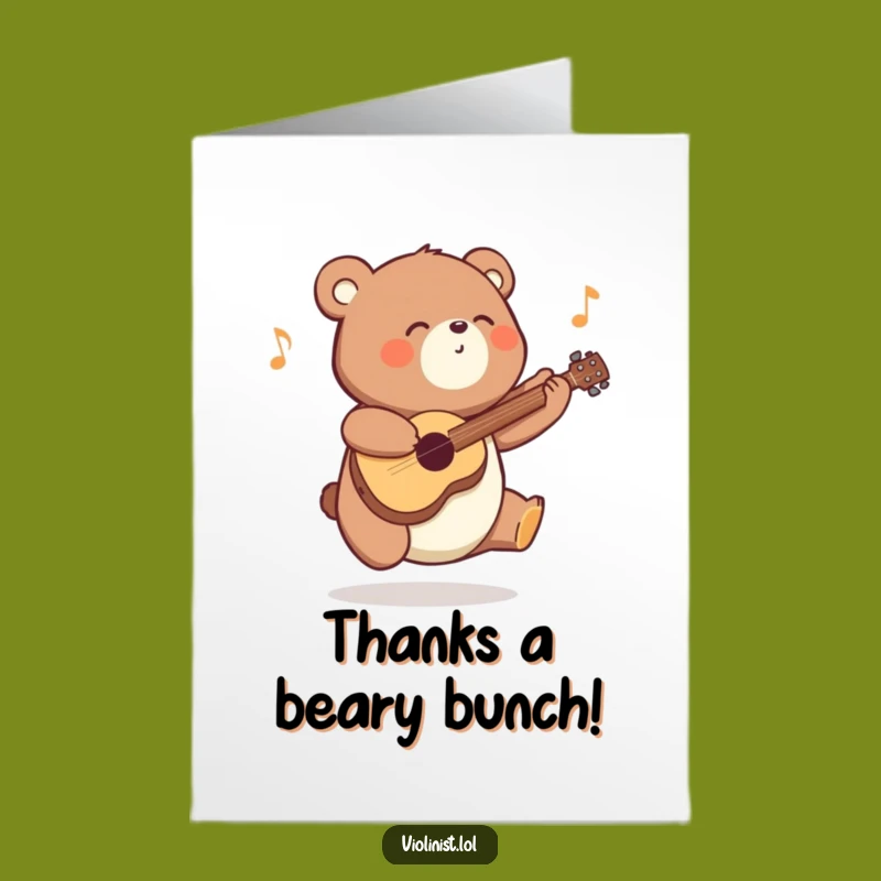 Free Printable Thank You Card: Bear's Melodious Gratitude - Funny Downloadable