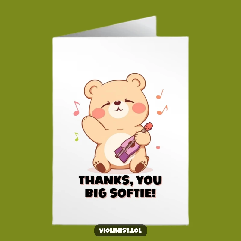 Free Printable Thank You Card: Bear's Musical Gratitude, Humorous Downloadable Gift