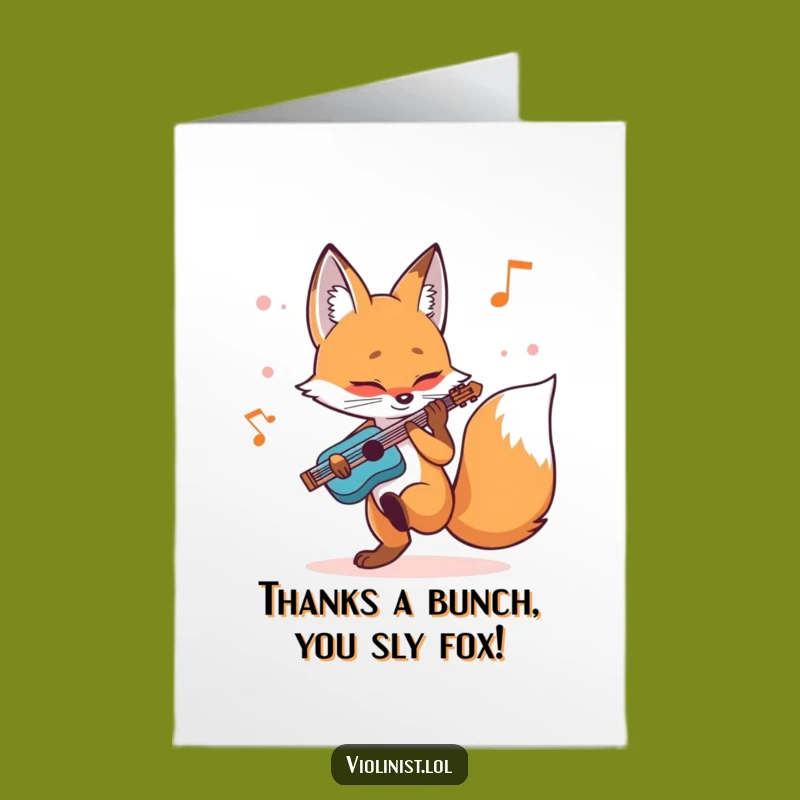 Free Printable Thank You Card: Determined Fox Musician for a Thoughtful Downloadable Gift