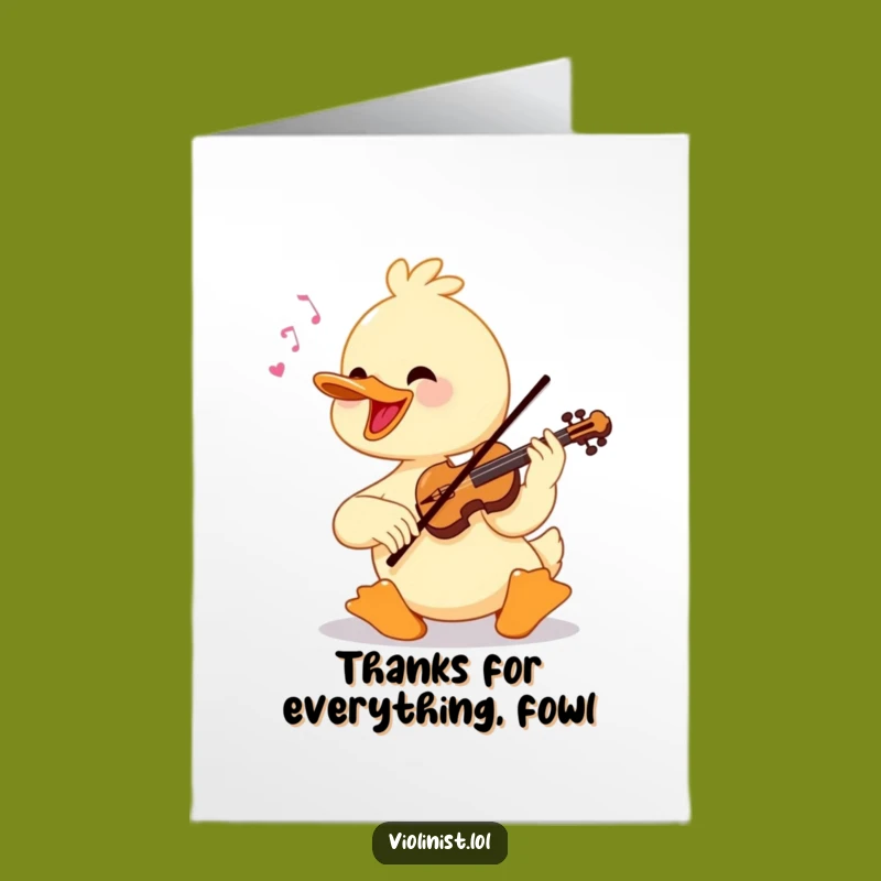 Free Printable Thank You Card: Musical Duck's Gratitude, Downloadable for Thanks