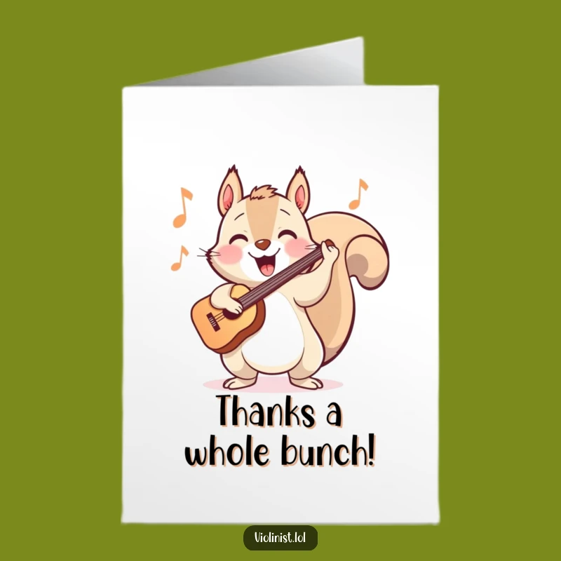 Free Printable Thank You Card: Squirrel Musician, Funny Downloadable