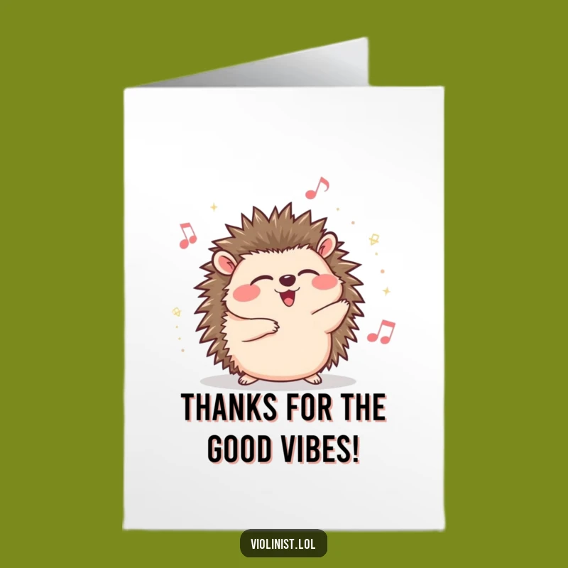 Free Printable Thank You Card: Giggling Hedgehog's Musical Gratitude - Funny Downloadable Gift