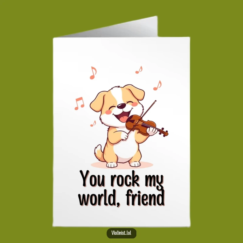 Free Printable Thank You Card: Dog Violinist Expressing Gratitude Downloadable Gift