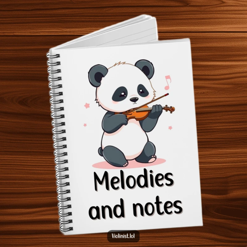 Funny Panda Notebook: A playful panda sways to its violin, inspiring humorous notes and musical compositions.