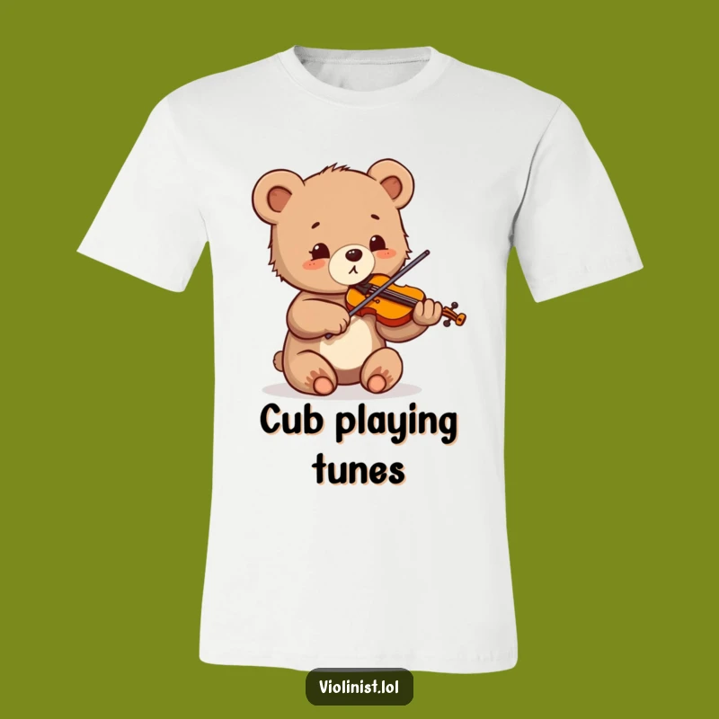 Funny Bear Cub Violinist T-Shirt: Enthusiastic Musician Tee, Perfect Funny Gift!