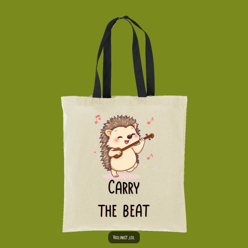 Funny Hedgehog Violin Tote Bag: Carry Your Beat with Lively, Adorable Style