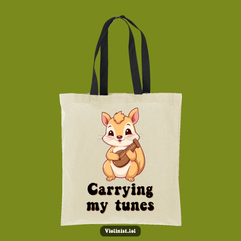 Funny Squirrel Harp Tote Bag: Carry Your Tune with Whimsical, Adorable Style