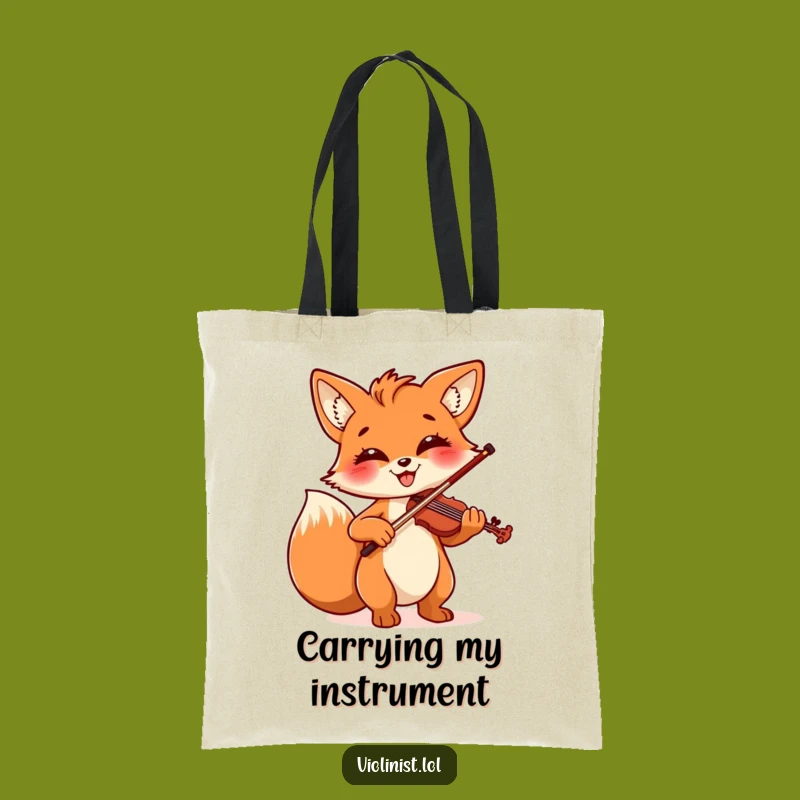Funny Fox Violinist Tote Bag: Carry Your Essentials with Cheerful Musical Flair, Perfect Gift!