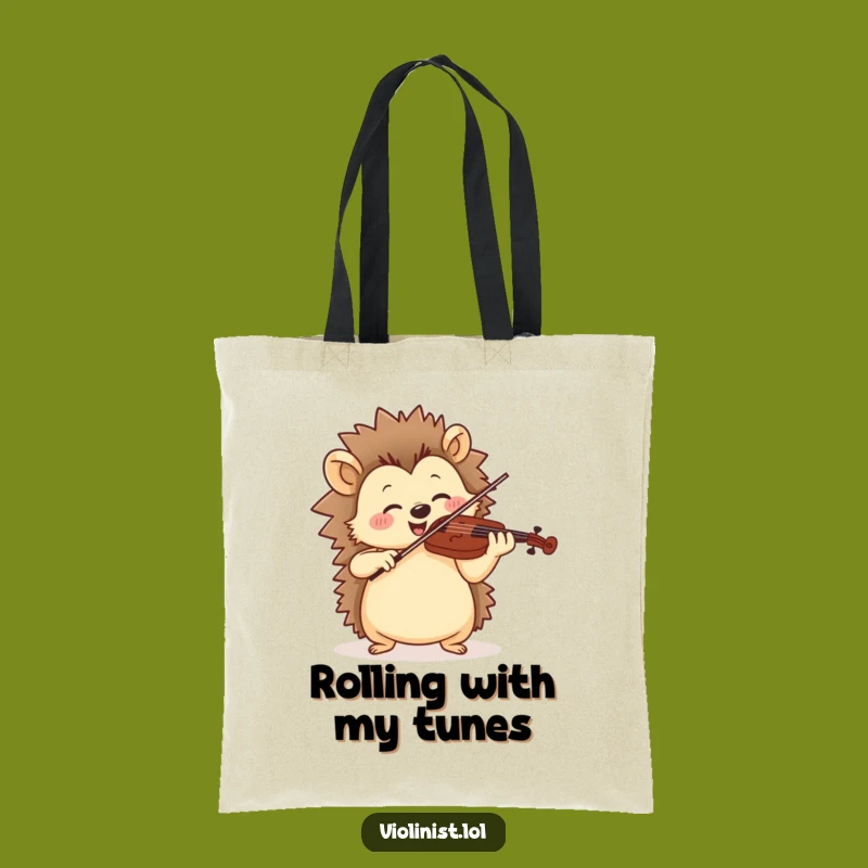 Funny Jolly Hedgehog Violinist Tote Bag - Carry Your Music with Rhythmic Flair